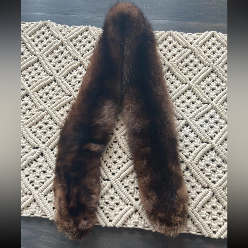 Vintage Mink Fur Collar Wrap Scarf Brown Amazing Condition